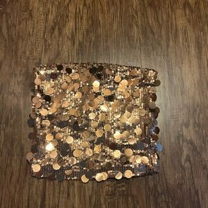 Sequin Embellished Gold Tube Top